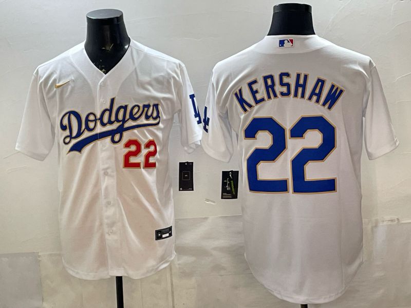 Men Los Angeles Dodgers #22 Kershaw White blue Game 2026 Nike MLB Jersey style 0069